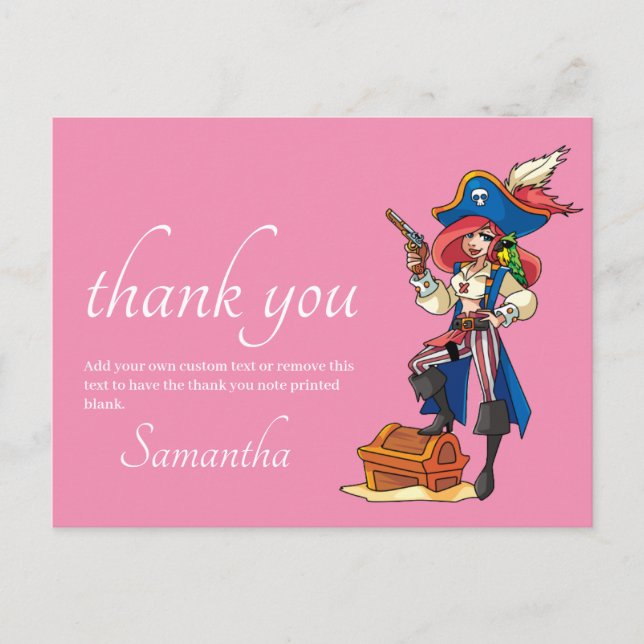Pirate Vielen Dank Pink Postcard Postkarte (Vorderseite)