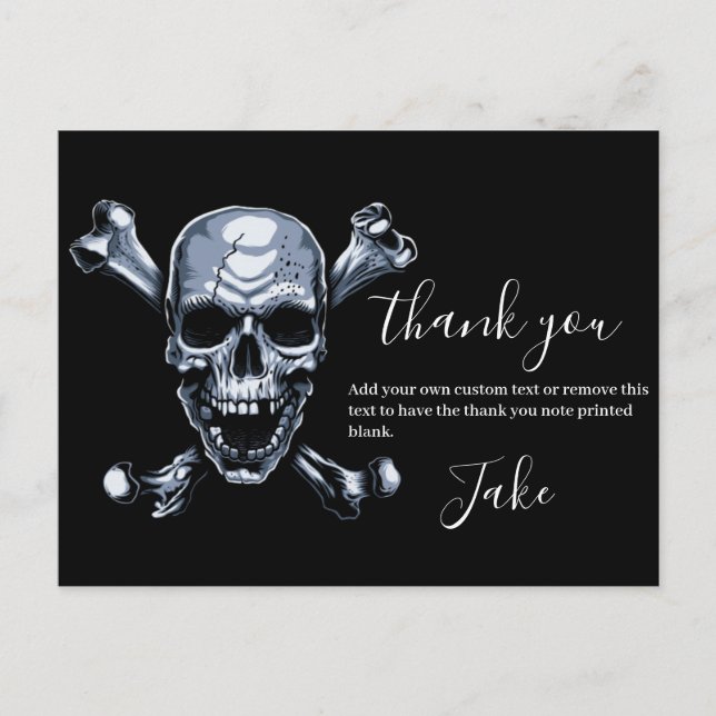 Pirate Vielen Dank Skull and Bones Postcard Postkarte (Vorderseite)