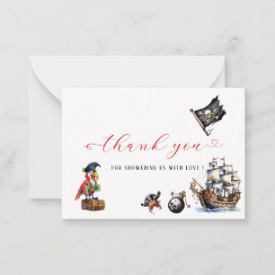 Pirate Wassercolor Geburtstagsparty Danke Mitteilungskarte