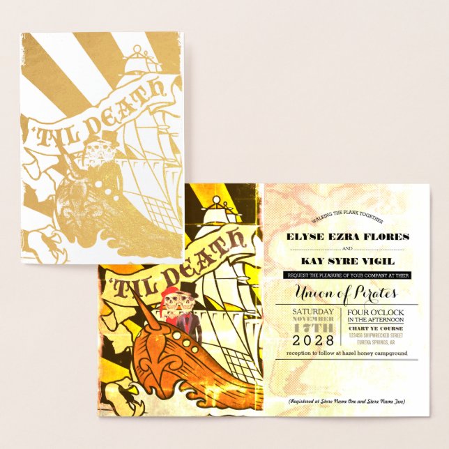 Pirate Wedding Gold Foil Pass Foil Card Folienkarte (Anzeige)