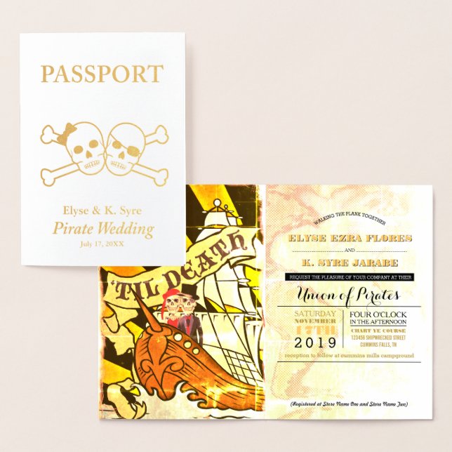 Pirate Wedding Gold Foil Passport Folienkarte (Anzeige)