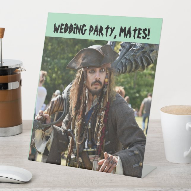 PIRATE WEDING PARTY WICOME PEDESTAL SIGN SOCKELSCHILD (In Situ)