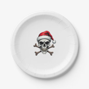 Pirate Weihnachten Totenkopf & Knochen Santa Hut.  Pappteller