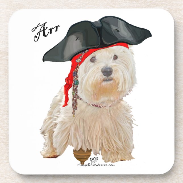 Pirate Westie Getränkeuntersetzer (Vorderseite)