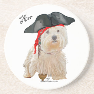 Pirate Westie Sandstein Untersetzer