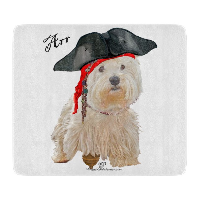 Pirate Westie Schneidebrett (Vorderseite)