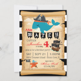 Pirate Whale et Starfish Invitations d'anniversair