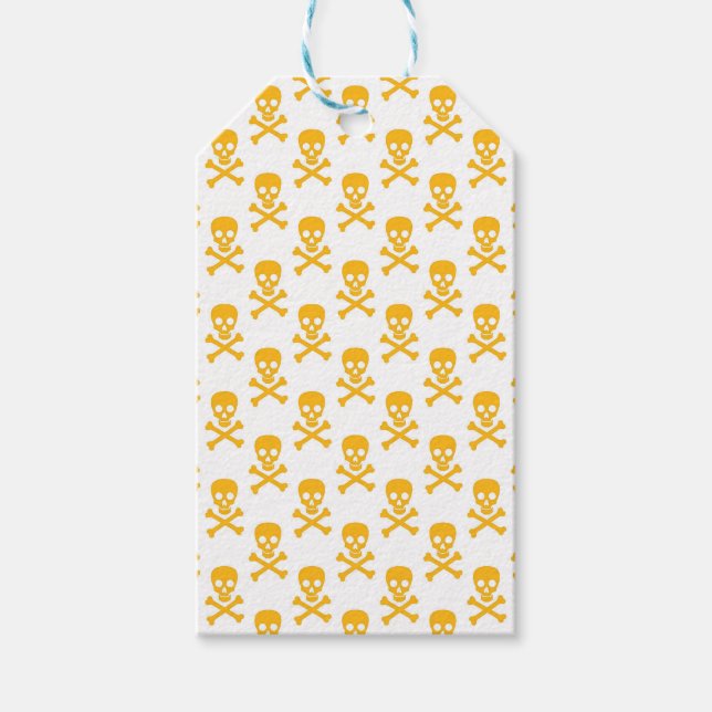 Pirate Yellow Crossbones Farbenfrohe Kinder Spaß Geschenkanhänger (Vorderseite)