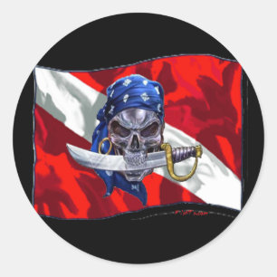 piratediveflag Kopie Runder Aufkleber