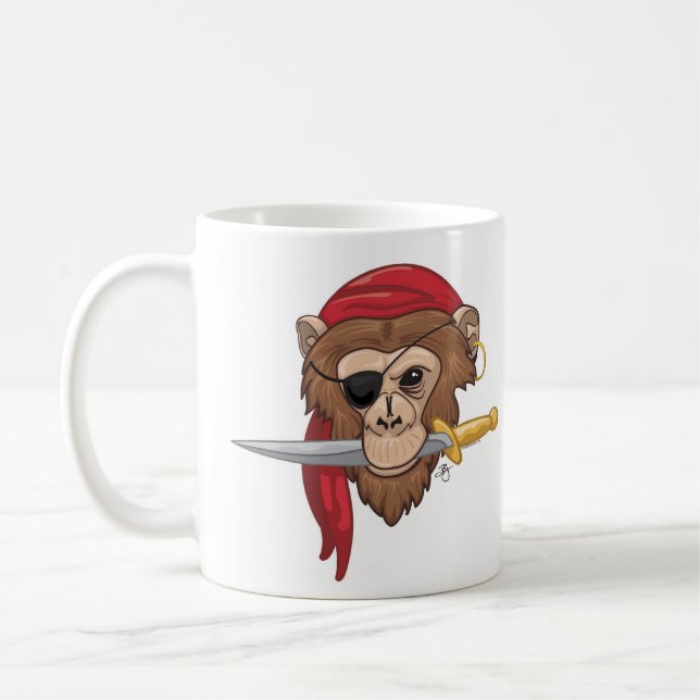 Piraten-Affe-Tasse Kaffeetasse (Links)