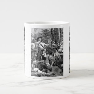 Piraten aus der Vintage-Zeit kämpfen und trinken a Jumbo-Tasse