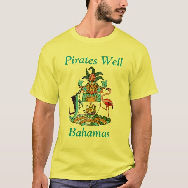Piraten, Bahamas mit Wappen T-Shirt (Vorderseite)