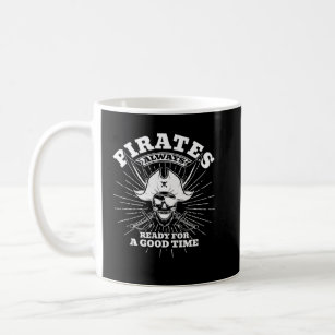 Piraten bereit für eine gute Zeit überquert Schwer Kaffeetasse