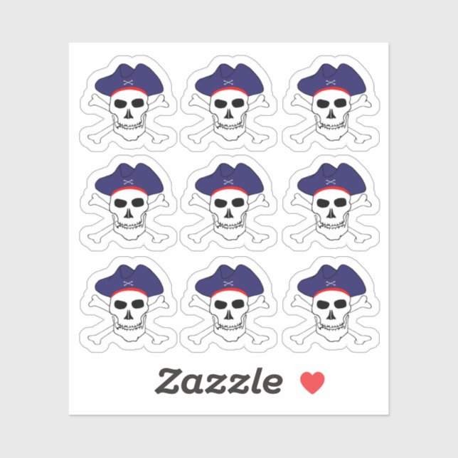 Piraten & Captain Jack, Skull X Kreuzknochen /Set Aufkleber (Blatt)