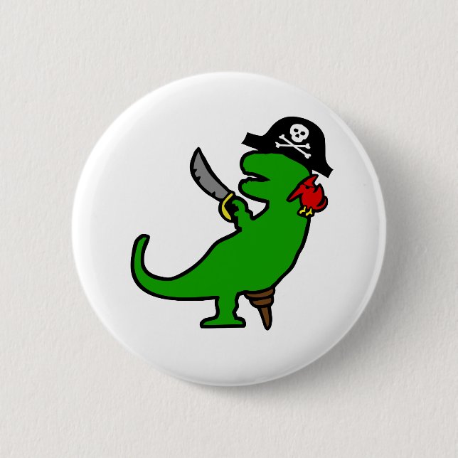 Piraten-Dinosaurier Button (Vorderseite)
