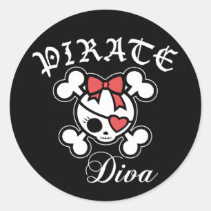 Piraten-Diva Runder Aufkleber