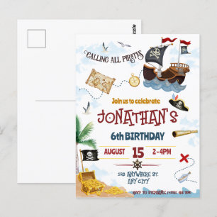 Piraten-Einladung zum Sofort-Download Postkarte