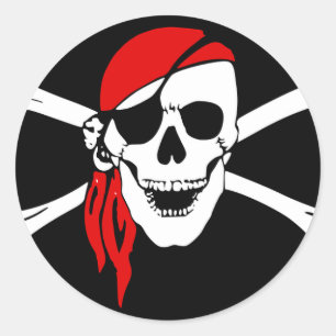 Piraten-Flagge entbeint Schädel-Gefahrensymbol Runder Aufkleber