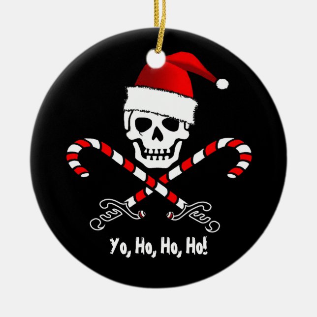 Piraten-Flagge Yo Ho Ho Sankt Weihnachtsverzierung Keramikornament (Vorne)