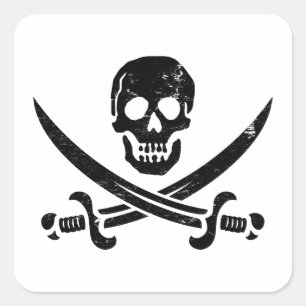 Piraten-Flaggen-Piratenflagge Johns Rackham Quadratischer Aufkleber