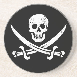 Piraten-Flaggen-Piratenflagge Johns Rackham Sandstein Untersetzer