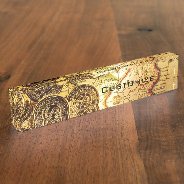 Piraten-Goldschatz-Karte Namensplakette (Seite)