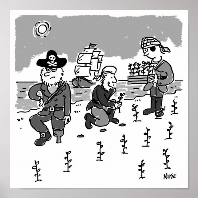 Piraten grasen mit einem Holzsteg. Funny Poster (Vorne)