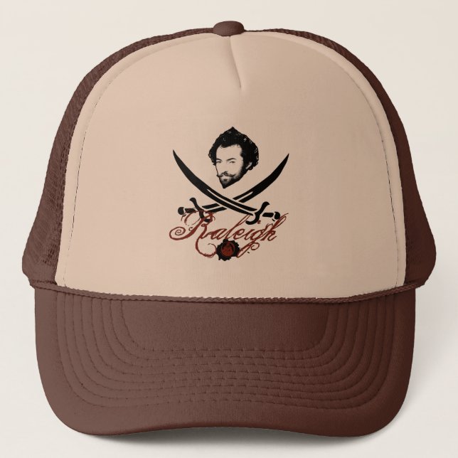 Piraten-Insignien Sir-Walter Raleigh Truckerkappe (Vorderseite)