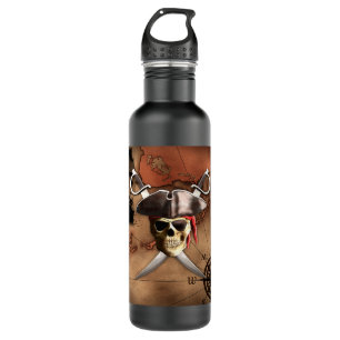 Piraten-Karte Edelstahlflasche
