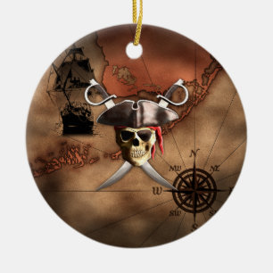 Piraten-Karte Keramik Ornament