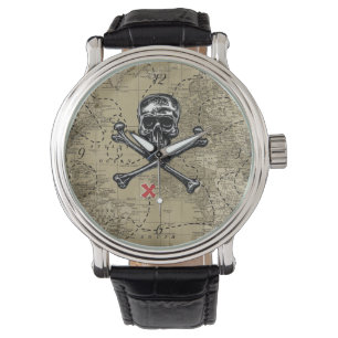 Piraten-Karten-Uhr Armbanduhr