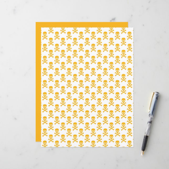 Piraten Kids Crossbones Scrapbook Yellow Craft (Vorderseite/Rückseite Beispiel)