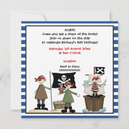 Piraten Kindergeburtstag Party Einladung - Blaue G
