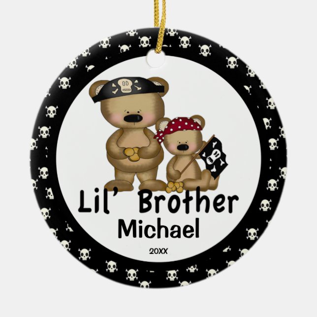 Piraten-kleiner Bruder-Weihnachtsverzierung Keramik Ornament (Vorne)