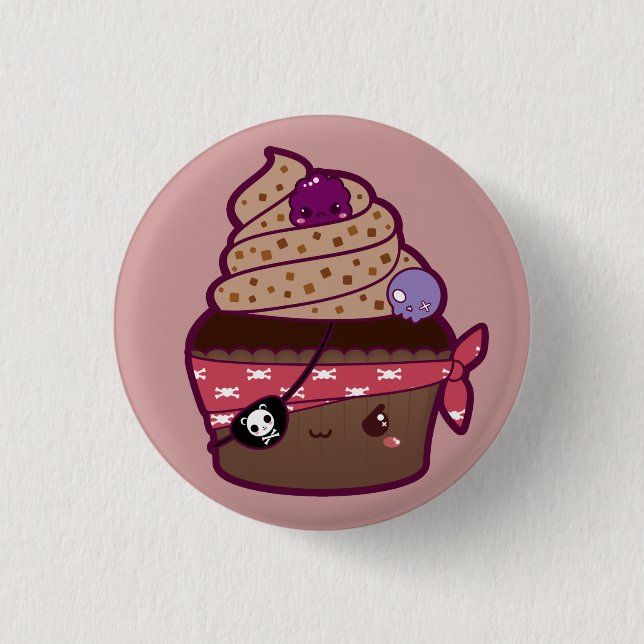 Piraten-kleiner Kuchen Button (Vorderseite)