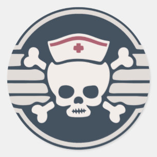 Piraten-Krankenschwester Wings III Runder Aufkleber