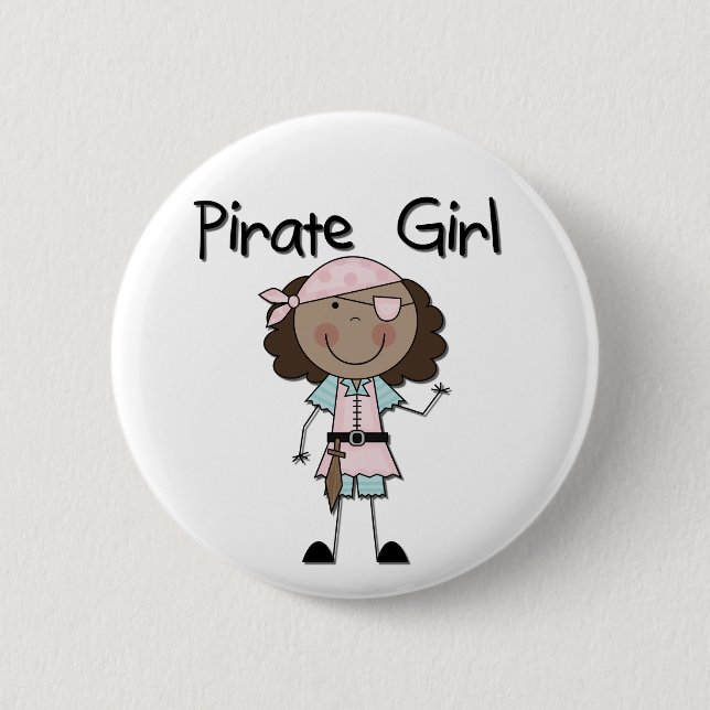 Piraten-Mädchen-Afroamerikaner-T-Shirts und Button (Vorderseite)