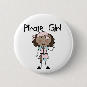 Piraten-Mädchen-Afroamerikaner-T-Shirts und Button