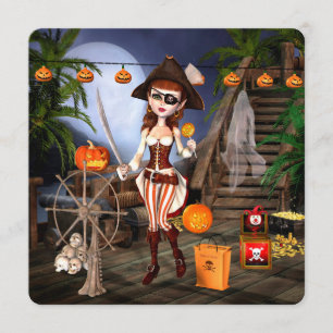Piraten-Mädchen-Halloween-Party-Quadrat-Einladung Einladung