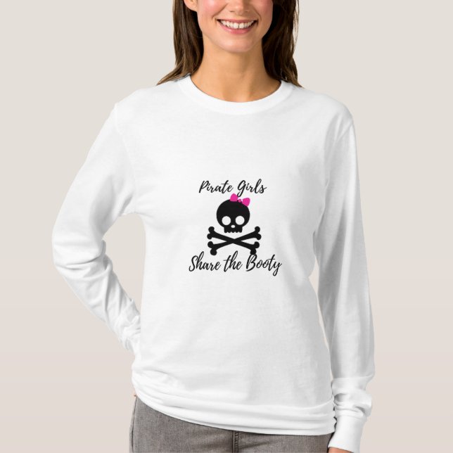 Piraten-Mädchen teilen den Hintern Gasparilla T-Shirt (Vorderseite)