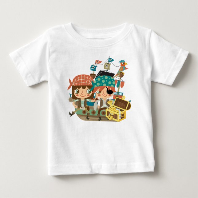Piraten mit Schatz Baby T-shirt (Vorderseite)