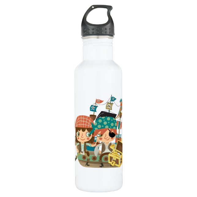 Piraten mit Schatz Edelstahlflasche (Vorderseite)