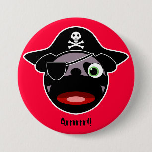 Piraten-Mops-Knopf Button