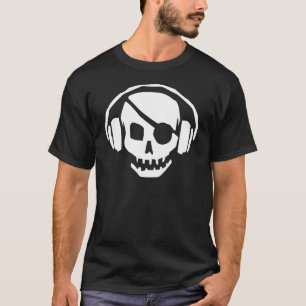 Piraten-Musik-Schädel mit Kopfhörern T-Shirt