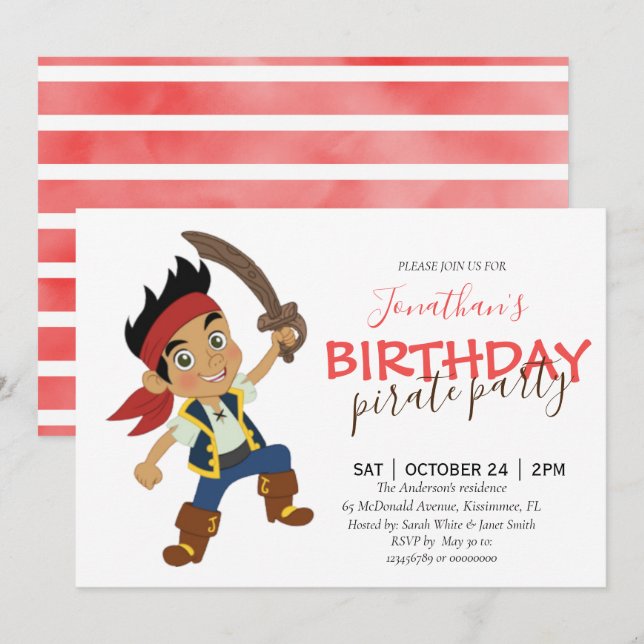 Piraten-Party-Geburtstagseinladung Ankündigung (Vorne/Hinten)