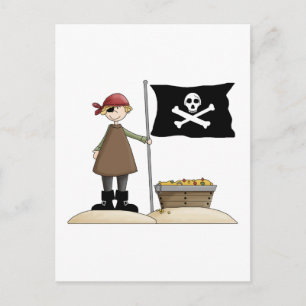 Piraten ・ Piraten, Flagge und Schatzkammer Postkarte