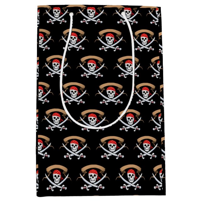 Piraten-Piratenflagge Mittlere Geschenktüte (Vorderseite)