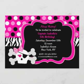 Piraten-Prinzessin Skull BIrthday Invitations Einladung