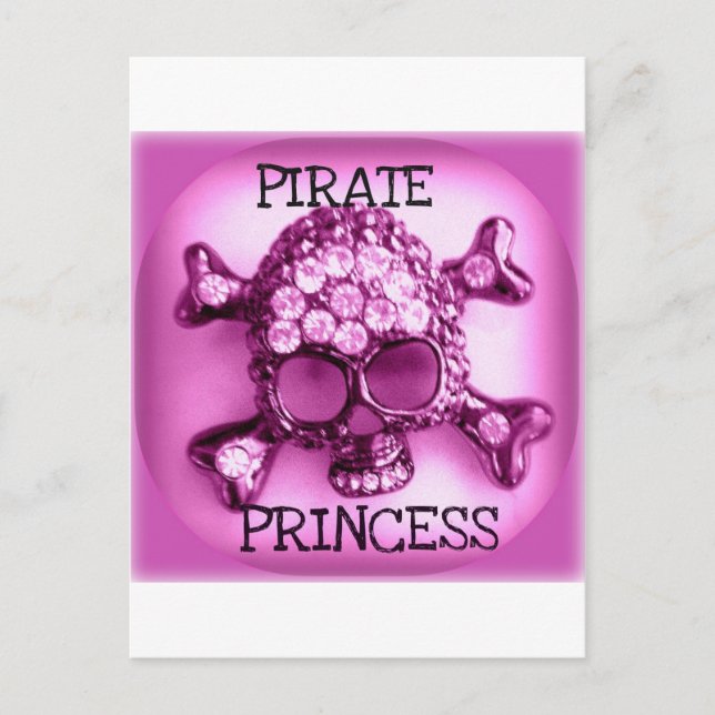 PIRATEN-PRINZESSIN SKULLY PINK PRINT POSTKARTE (Vorderseite)