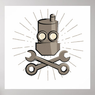 Piraten-Roboter - Piratenflagge - Variante 01 Poster